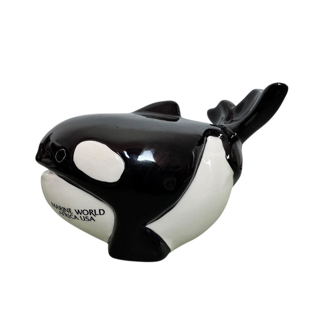 Marine World Africa Usa Orca Whale Figurine Coin Bank‎ A Gift Corp Ceramic
